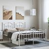 vidaXL Bed Frame White Powder-Coated Steel Double Bed Frame