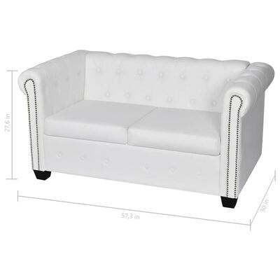 vidaXL Chesterfield 2-Seater Artificial Leather White