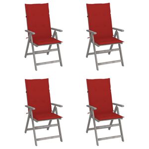 vidaXL Garden Chair Set of 4 Grey Solid acacia wood Medium