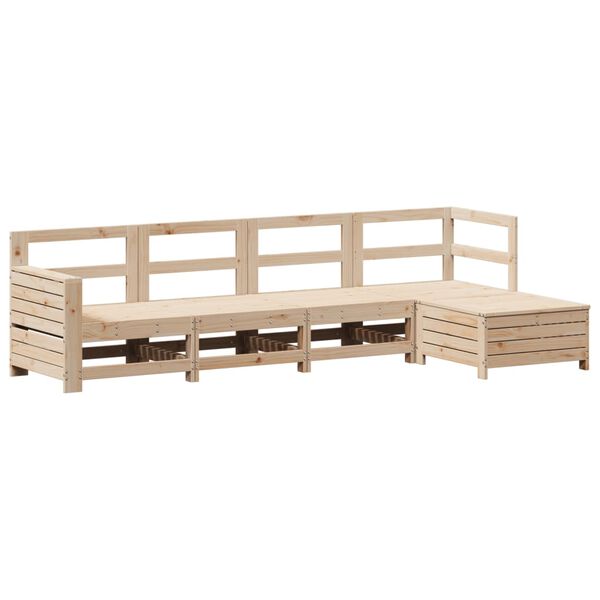 vidaXL Garden Sofa Set Natural wood Solid pine wood Large Modular