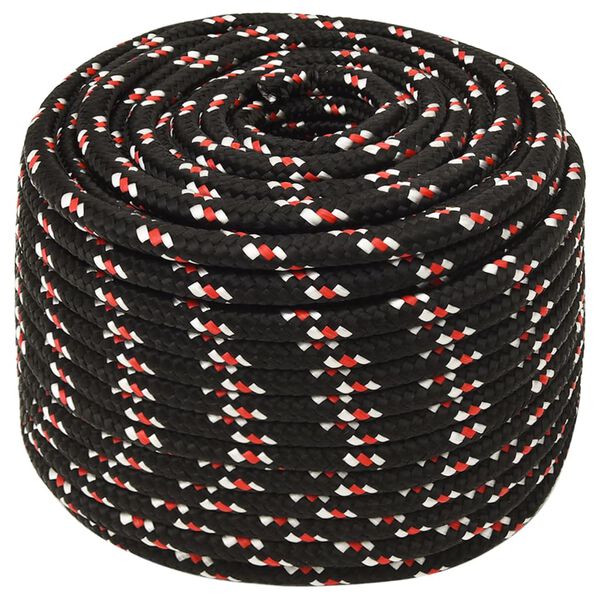 vidaXL Boat Rope Black 0.47 " 82.0 ' Polypropylene
