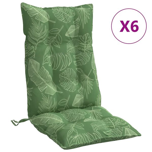 vidaXL Highback Chair Cushion Set of 6 Leaf Pattern