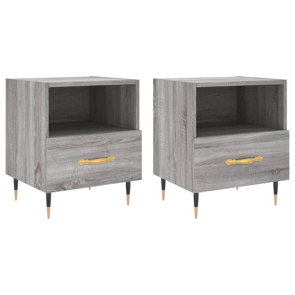 vidaXL Bedside Cabinet Set of 2 Gray Sonoma Engineered wood, iron Medium