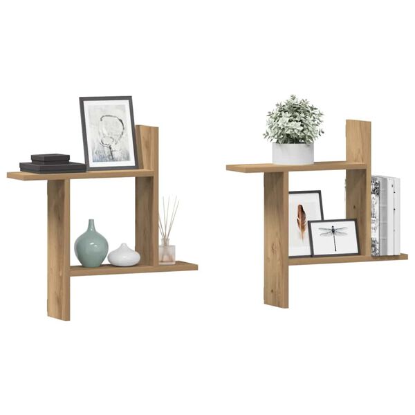 vidaXL Wall Shelves 2 pcs Artisian Oak 19.7x4.7x19.7" Engineered Wood