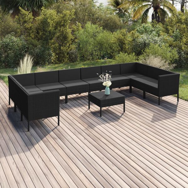 vidaXL Garden Lounge Set Black