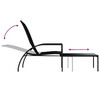 vidaXL Sun Lounger Black PE Rattan, Galvanized Steel Large