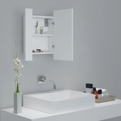 vidaXL LED Bathroom Mirror Cabinet White 15.7"x4.7"x17.7" Acrylic