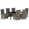 vidaXL Garden Dining Set with Cushion 7 pcs Grey Poly Rattan