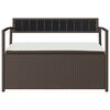 vidaXL Garden Storage Bench with Cushion Brown Poly Rattan