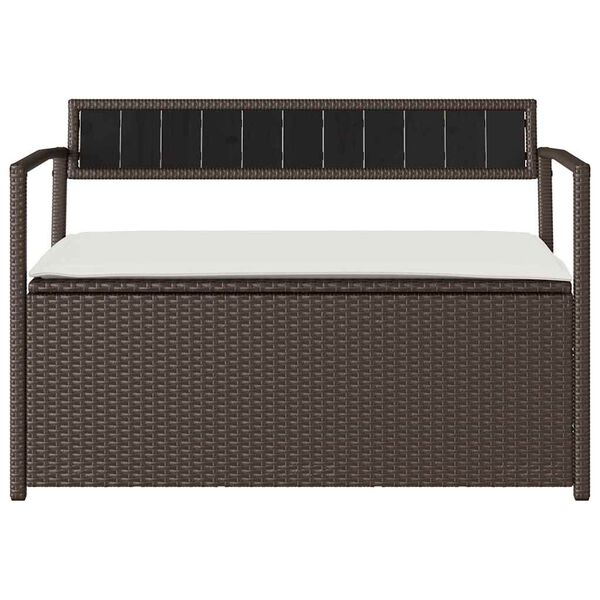 vidaXL Garden Storage Bench with Cushion Brown Poly Rattan