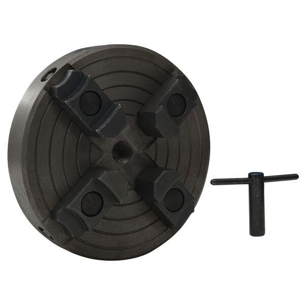 vidaXL 4 Jaw Wood Chuck with M18 Connection Steel Black 5.91x2.48"