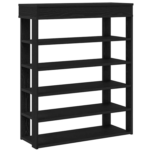 vidaXL Shoe Rack Black Engineered Wood Medium Shoe Rack Rectangular