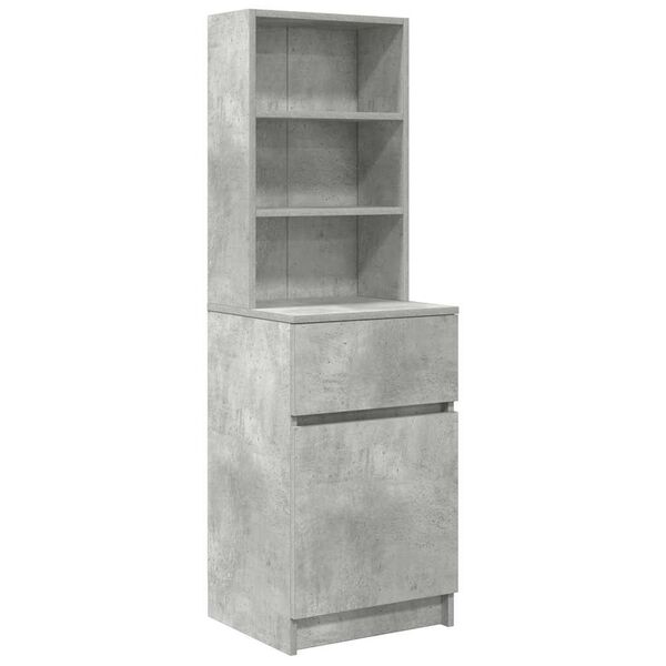 vidaXL Bedside Cabinet Concrete Grey Engineered Wood Extra Tall