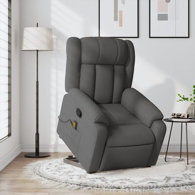 vidaXL Stand up Massage Recliner Chair Dark Gray Fabric