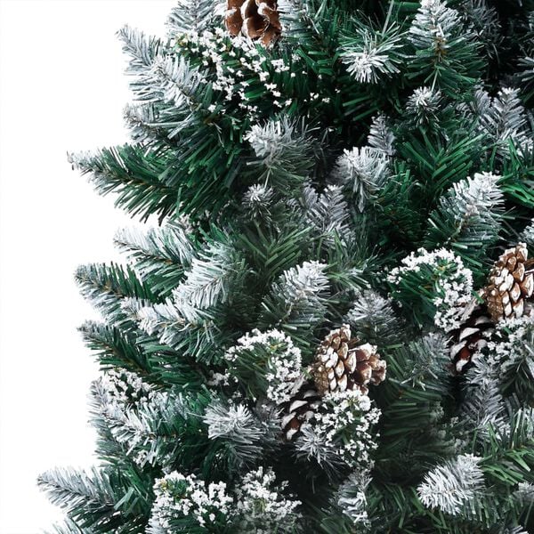 vidaXL Christmas Tree Green and white PVC, steel, plastic Large