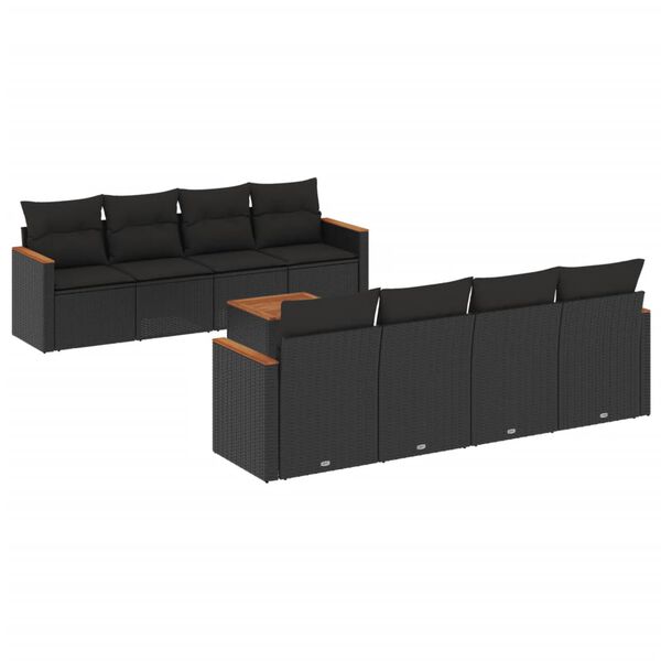 vidaXL Garden Sofa Set Black