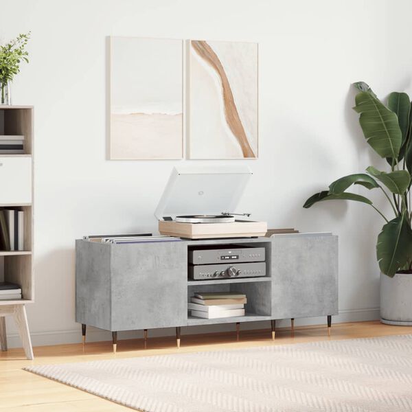 vidaXL Record Cabinet Concrete Grey Engineered wood, Iron