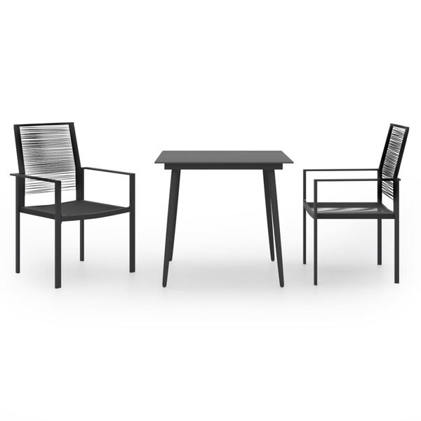 vidaXL Dining Set Black Glass, Powder-Coated Steel, PVC Hollow Rattan