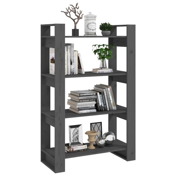 vidaXL Book Cabinet Grey Solid pine wood 31.5x13.8x49.2 in Book Cabinet