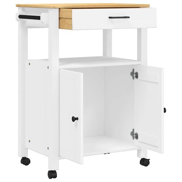 vidaXL Kitchen Trolley MONZA 23.6"x15.7"x34.8" Solid Wood Pine