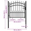 vidaXL Fence Gate with Spikes Steel 40.9x34.3" Black