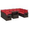 vidaXL 10 Piece Patio Sofa Set with Cushions Brown Poly Rattan Acacia