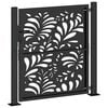 vidaXL Garden Gate Black 39.4x39.4" Steel Wave  Design