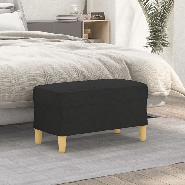 vidaXL Bench Black Polyester, Foam, Plywood Medium Bench Rectangular