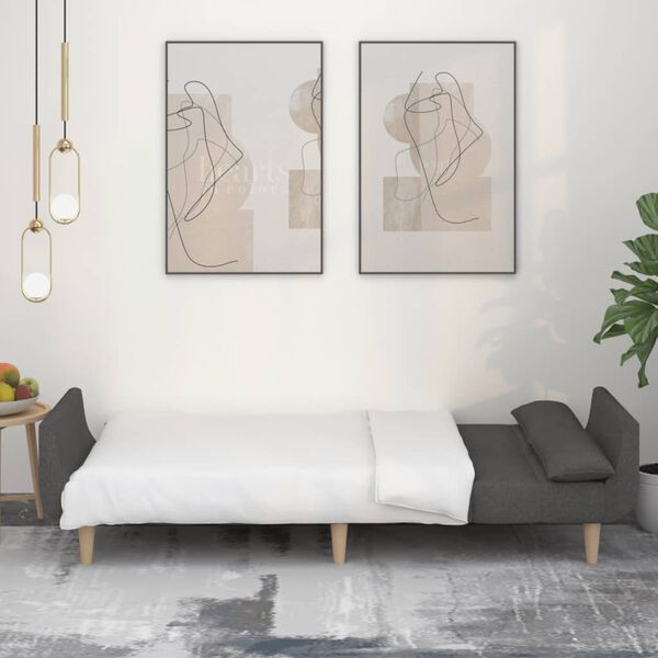 vidaXL Sofa Bed Dark Grey Fabric (100% polyester), Wood, Foam, Plastic