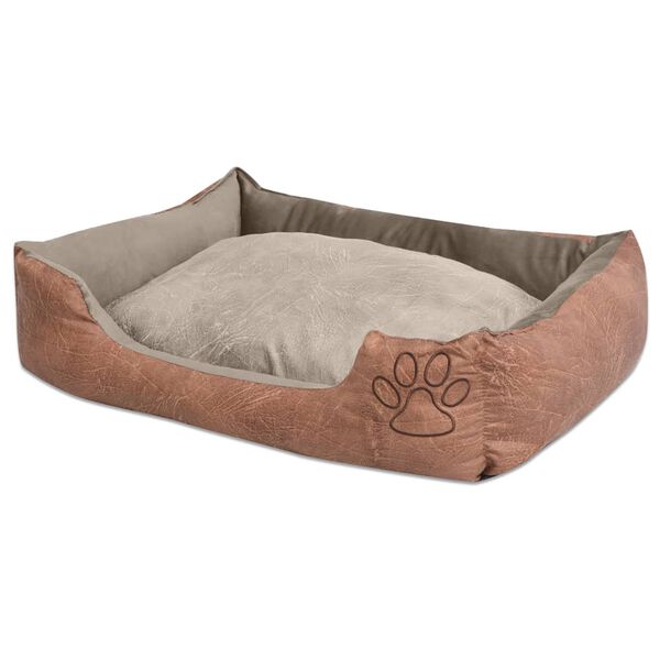 vidaXL Dog Bed with Cushion PU Artificial Leather Size XL Beige
