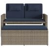 vidaXL Garden Bench Grey PE rattan Medium Adjustable Armrests