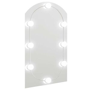 vidaXL LED Light Mirror Silver Glass 27.6 x 15.7 in Wall Mirror