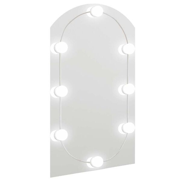 vidaXL LED Light Mirror Silver Glass 27.6 x 15.7 in Wall Mirror