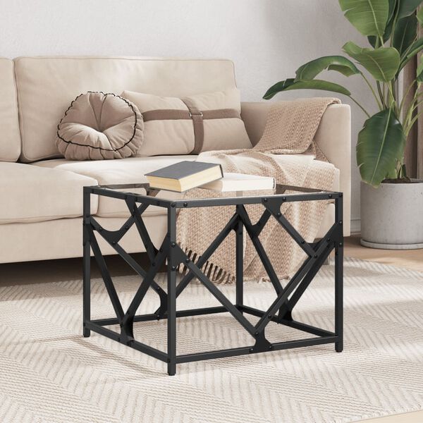 vidaXL Coffee Table Transparent glass and steel