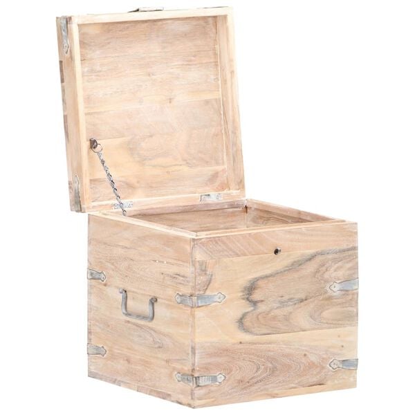 vidaXL Chest White Solid Acacia wood, Iron 15.7x15.7x15.7 in