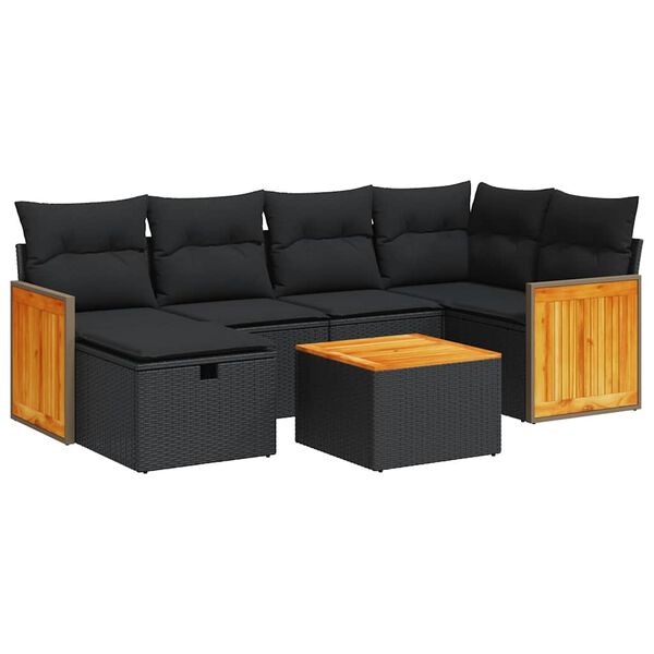 vidaXL Garden Sofa Set Black