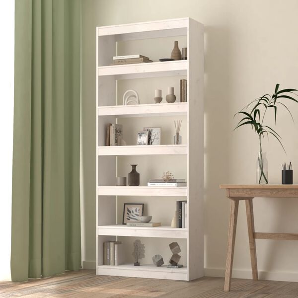 vidaXL Book Cabinet White Solid pine wood Large Book Cabinet