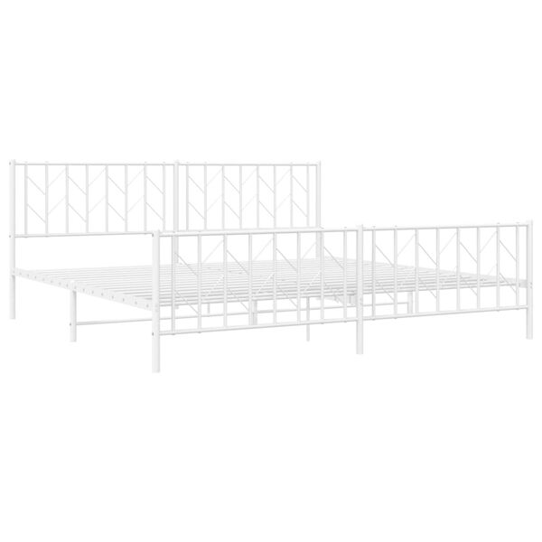 vidaXL Bed Frame White Steel Full Bed Frame Rectangular Modern