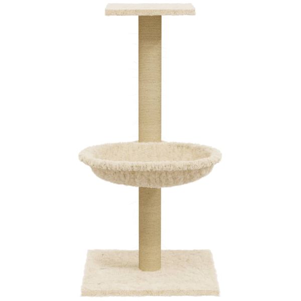 vidaXL Cat Tree Cream Engineered wood, plush, sisal Standard Durable