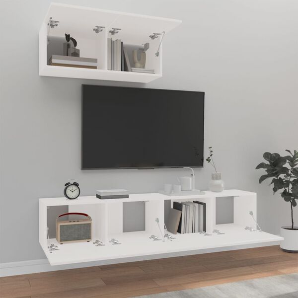 vidaXL TV Cabinet Set Set of 3 White Engineered wood Medium