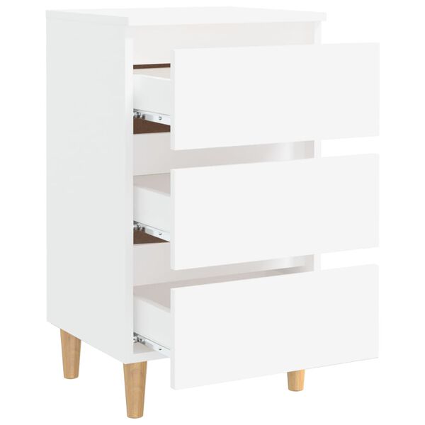 vidaXL Bed Cabinet White Engineered wood, Solid eucalyptus wood
