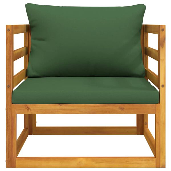 vidaXL Garden Chair Acacia wood with green cushions