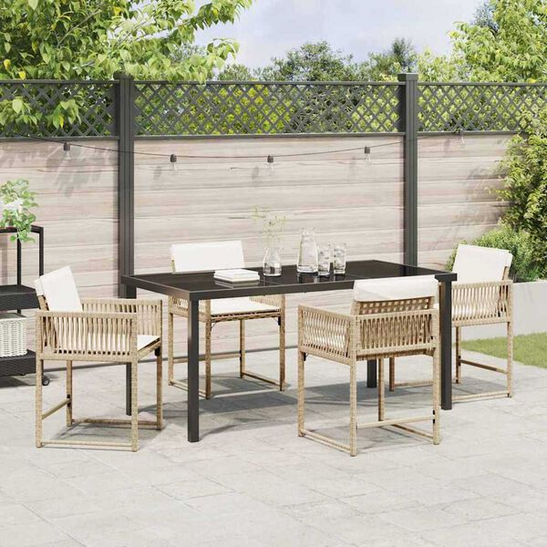 vidaXL Garden Dining Set 5 pcs Beige Poly Rattan