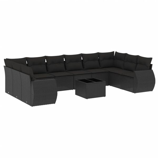 vidaXL Garden Sofa Set Black Poly rattan Large Modular Garden Sofa Set
