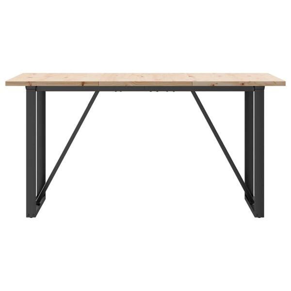 vidaXL Dining Table Natural wood and black steel
