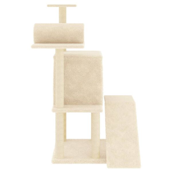 vidaXL Cat Tree Cream Engineered wood, Plush, Sisal 43.5 in Durable