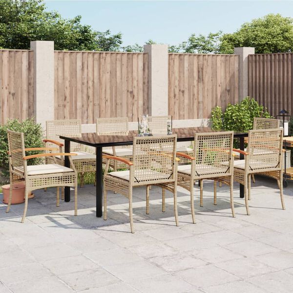 vidaXL Garden Dining Set Black PE rattan UV-resistant materials