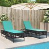vidaXL Patio Sun Lounger Black PE rattan, powder-coated steel Extra Long