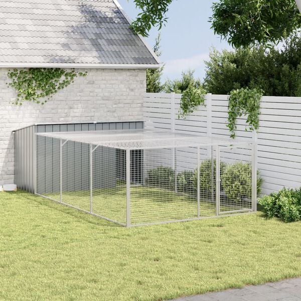 vidaXL Dog House Anthracite Galvanized Steel Large Durable Dog House