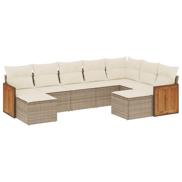 vidaXL Garden Sofa Set Beige PE Rattan Large Modular Garden Sofa Set